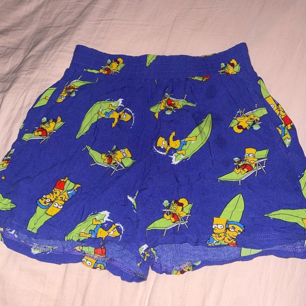 Blue Cartoon Print Shorts